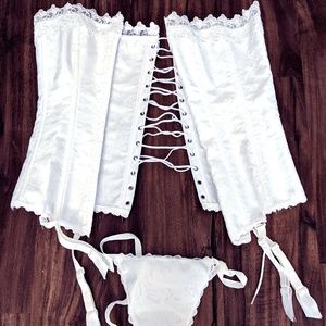NEVER WORN White Corset & Thong